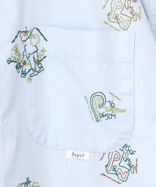 PAPAS / パパス シャツ・ブラウス | Papas40周年記念 80/2ピンオックス 刺繍半袖シャツ | 詳細5