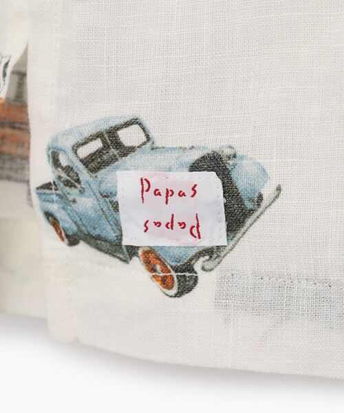 PAPAS / パパス シャツ・ブラウス | Papas40周年記念フレンチリネンシャンブレーPICKUPTRUCKプリント半袖シャツ | 詳細1