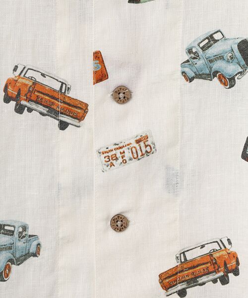 PAPAS / パパス シャツ・ブラウス | Papas40周年記念フレンチリネンシャンブレーPICKUPTRUCKプリント半袖シャツ | 詳細2