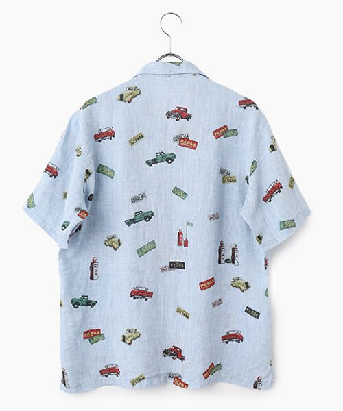 PAPAS / パパス シャツ・ブラウス | Papas40周年記念フレンチリネンシャンブレーPICKUPTRUCKプリント半袖シャツ | 詳細3