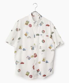 PAPAS / パパス シャツ・ブラウス | 40/1ガーゼCAR&ポスタープリント半袖シャツ