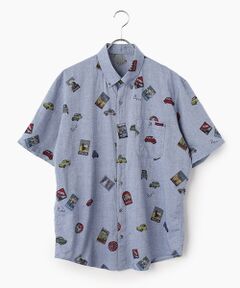 PAPAS / パパス シャツ・ブラウス | 40/1ガーゼCAR&ポスタープリント半袖シャツ