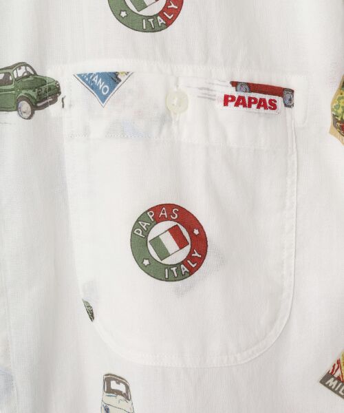 PAPAS / パパス シャツ・ブラウス | 40/1ガーゼCAR&ポスタープリント半袖シャツ | 詳細1