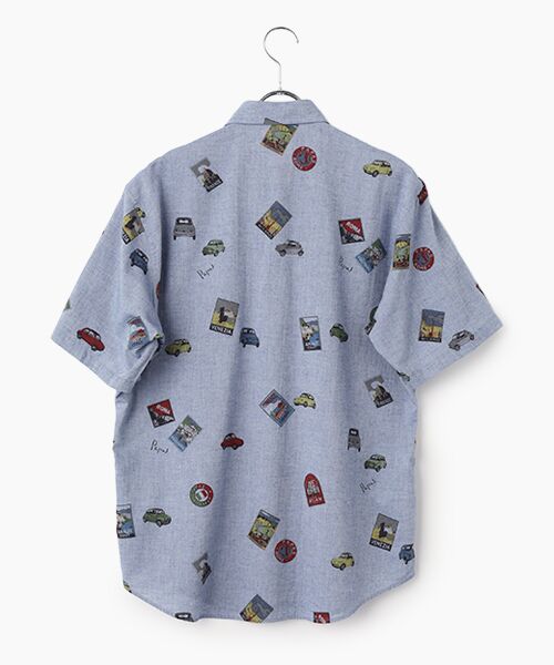 PAPAS / パパス シャツ・ブラウス | 40/1ガーゼCAR&ポスタープリント半袖シャツ | 詳細2