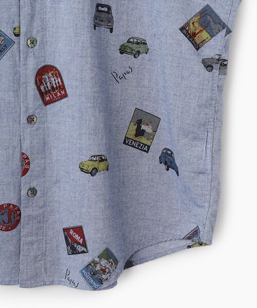 PAPAS / パパス シャツ・ブラウス | 40/1ガーゼCAR&ポスタープリント半袖シャツ | 詳細4