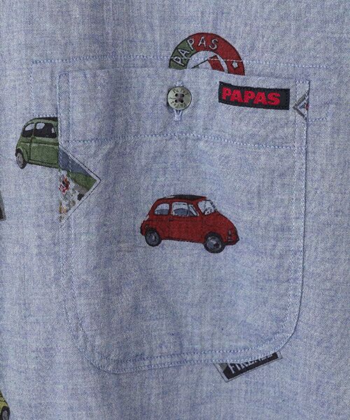 PAPAS / パパス シャツ・ブラウス | 40/1ガーゼCAR&ポスタープリント半袖シャツ | 詳細5