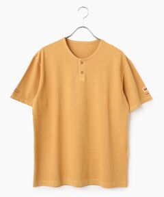 PAPAS / パパス Tシャツ | 50/2鹿の子中白染加工ヘンリーネックTシャツ