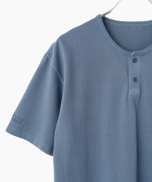 PAPAS / パパス Tシャツ | 50/2鹿の子中白染加工ヘンリーネックTシャツ | 詳細8