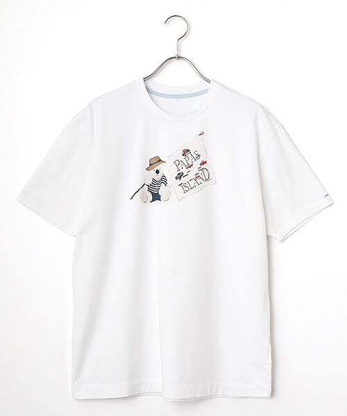 PAPAS / パパス Tシャツ | 40/2天竺 シロクマ・40thモチーフフラッグ半袖Ｔシャツ（シロ）