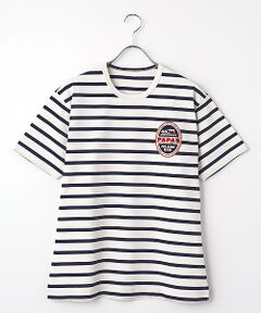 PAPAS / パパス Tシャツ | Papas40周年記念 先染ボーダー ワッペンＴシャツ