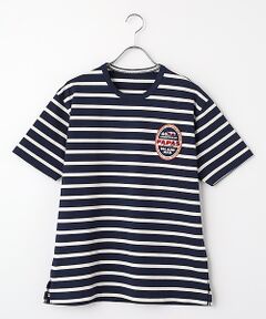 PAPAS / パパス Tシャツ | Papas40周年記念 先染ボーダー ワッペンＴシャツ