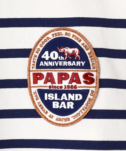 PAPAS / パパス Tシャツ | Papas40周年記念 先染ボーダー ワッペンＴシャツ | 詳細1