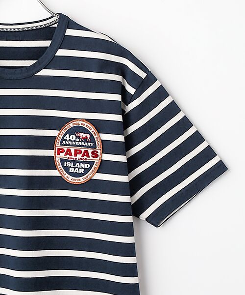 PAPAS / パパス Tシャツ | Papas40周年記念 先染ボーダー ワッペンＴシャツ | 詳細3