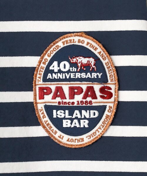 PAPAS / パパス Tシャツ | Papas40周年記念 先染ボーダー ワッペンＴシャツ | 詳細5