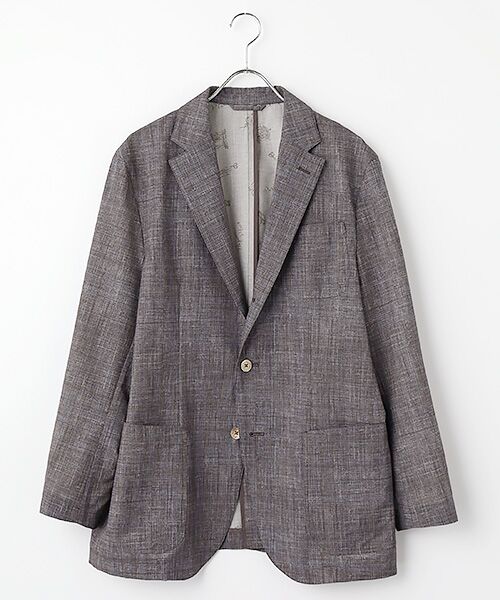 PAPAS / パパス テーラードジャケット | メッシュプリント 3つ釦段返りジャケット（ブラウン系）