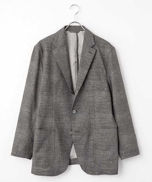 PAPAS / パパス テーラードジャケット | メッシュプリント 3つ釦段返りジャケット（チャコール系千鳥）
