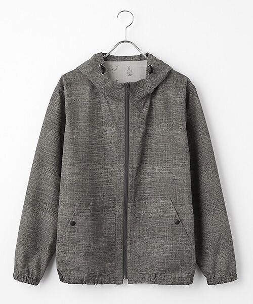 PAPAS / パパス ブルゾン | メッシュプリント ポケッタブルパーカー（チャコール系千鳥）