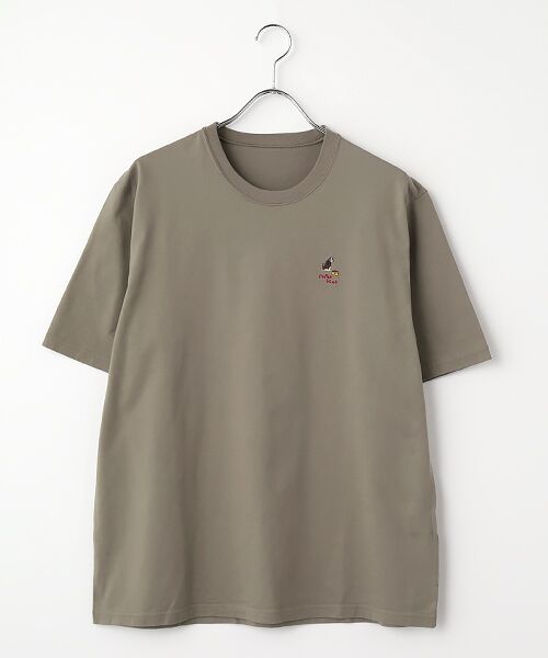 PAPAS / パパス Tシャツ | 40/2天竺 ワンポイント刺繍半袖Ｔシャツ（ダークグレー）