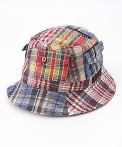 PAPAS / パパス ハット | 40/1コットン/リネンマドラスチェック パッチワーク風ハット