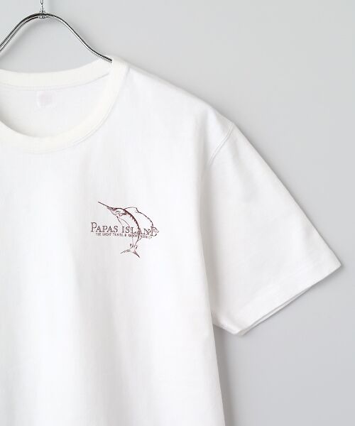PAPAS / パパス Tシャツ | ラフィー吊り天竺 カジキプリント Tシャツ | 詳細2