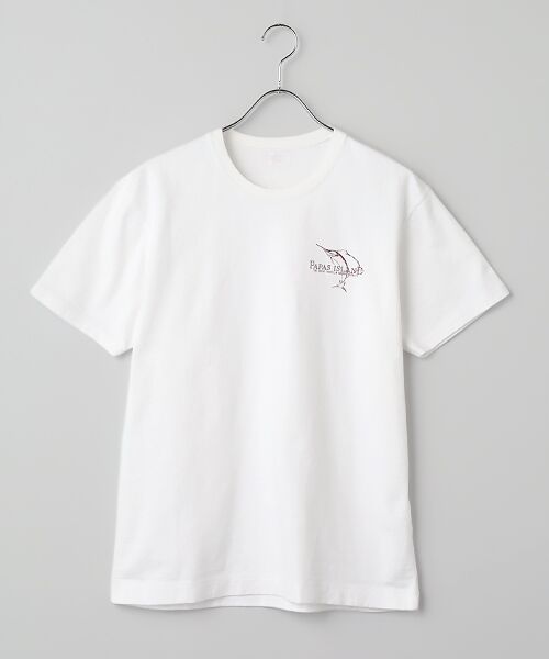 PAPAS / パパス Tシャツ | ラフィー吊り天竺 カジキプリント Tシャツ（オフシロ）