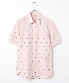 PAPAS / パパス シャツ・ブラウス | コットンポプリン カットジャガード 自転車柄 半袖シャツ