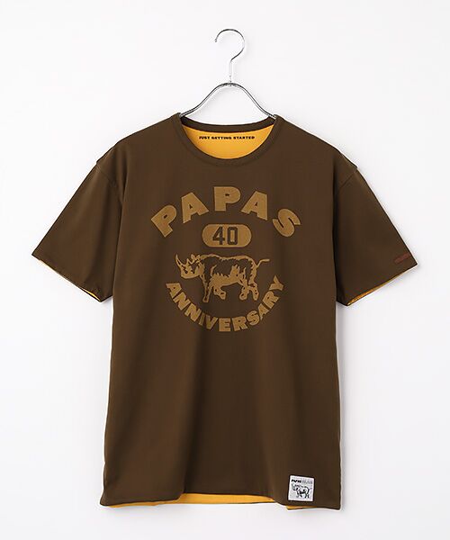PAPAS / パパス Tシャツ | 40/2マイルド天竺 リバーシブルTシャツ（ブラウン×オレンジ）