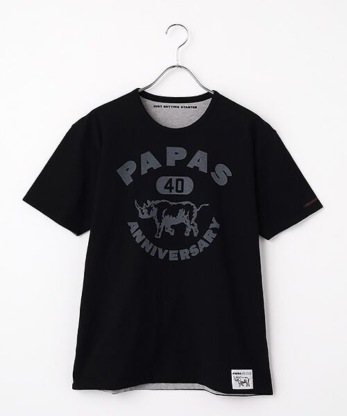 PAPAS / パパス Tシャツ | 40/2マイルド天竺 リバーシブルTシャツ（クロ×TOPグレー）