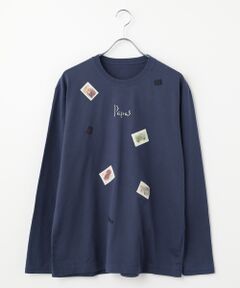 PAPAS / パパス Tシャツ | タリイ天竺 アップリケ 長袖Tシャツ