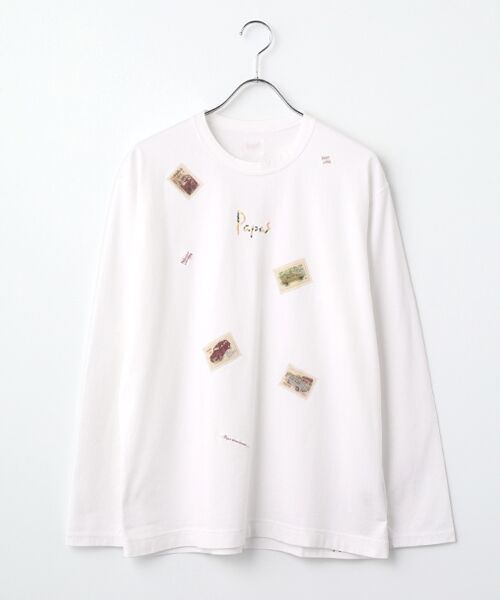 PAPAS / パパス Tシャツ | タリイ天竺 アップリケ 長袖Tシャツ（オフシロ）