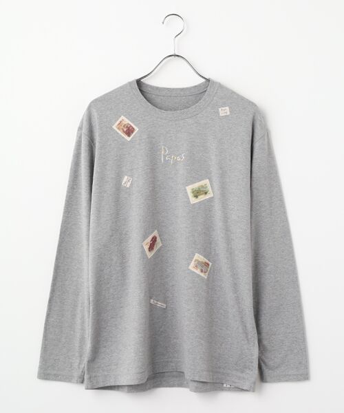 PAPAS / パパス Tシャツ | タリイ天竺 アップリケ 長袖Tシャツ（TOPグレー）