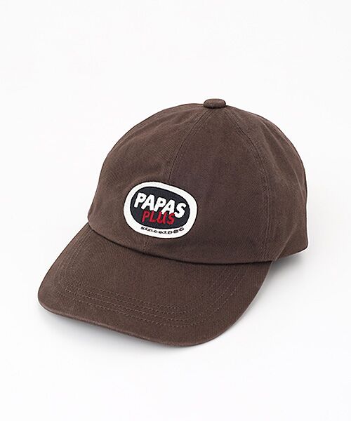 PAPAS / パパス キャップ | コットンチノ フロントワッペンキャップ（ブラウン）