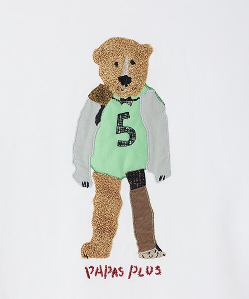 PAPAS / パパス Tシャツ | クマモチーフ 長袖Tシャツ | 詳細1
