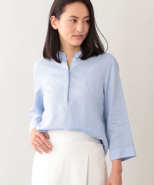 流行のアイテム Paul Stuart ポールスチュアート リネン ブラウス トップス Www Ntfw Org