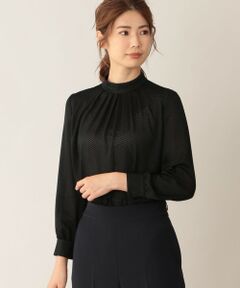 【ウォッシャブル】サテンドット　ブラウス