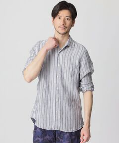 Paul Stuart / ポール・スチュアート シャツ・ブラウス | ハイカウントフレンチリネンシャンブレーイタリアンカラーストライプシャツ(カジュアルシャツ)