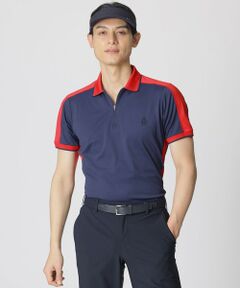 Paul Stuart / ポール・スチュアート カットソー | 【GOLF】カミフバイカラージップポロシャツ(吸水速乾・UVカット)