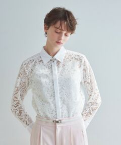 Paul Stuart / ポール・スチュアート シャツ・ブラウス | 【Precious掲載】【ウォッシャブル】ボタニカルレース　ブラウス