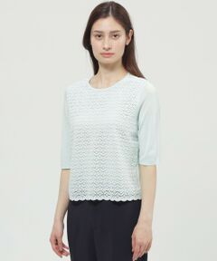 Paul Stuart / ポール・スチュアート ニット・セーター | 【ウォッシャブル】レースコンビニット　プルオーバー