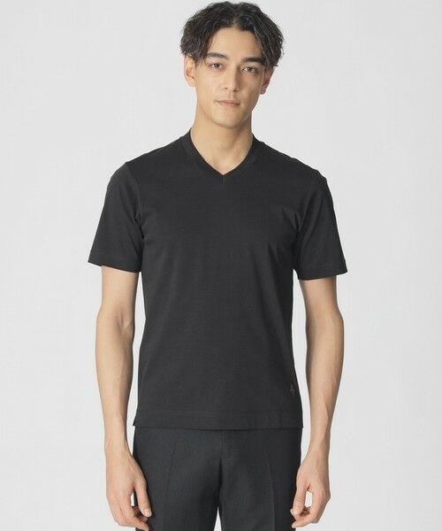 Paul Stuart/ポール・スチュアート 「Dress Tee Shirts」ドレスVネックTシャツ ブラック 44 Paul Stuart/ポール・スチュアート 「Dress Tee Shirts」ドレスVネックTシャツ ブラック 44