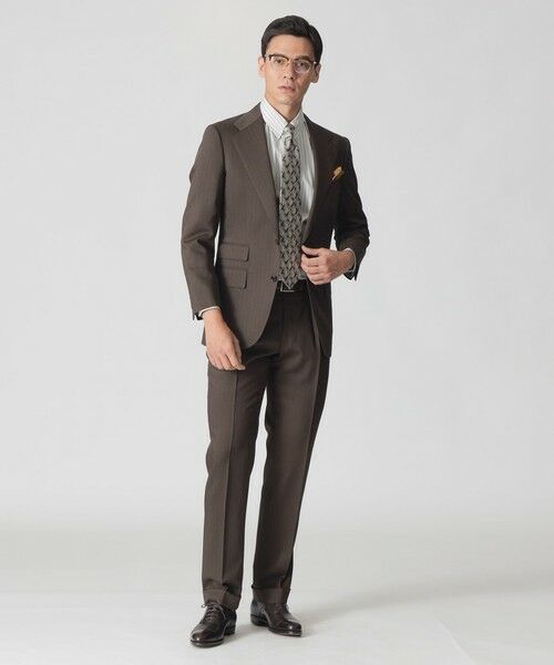 Paul Stuart / ポール・スチュアート セットアップ | 【数量限定】「COLLECTION LINE」シャドウヘリンボン シングル２ボタンワイドラペルスーツ | 詳細1