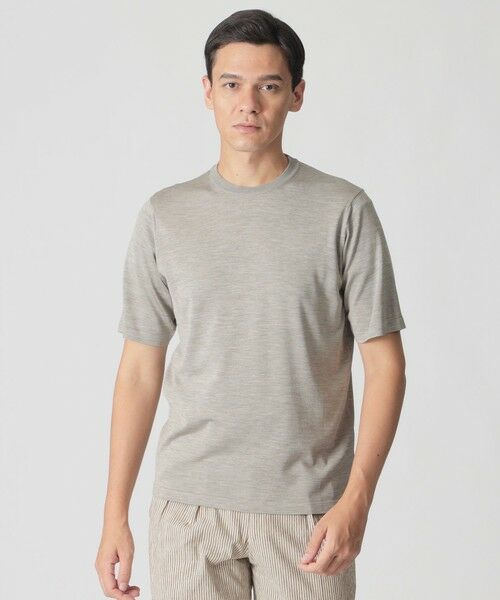 Paul Stuart/ポール・スチュアート 【数量限定】「COLLECTION LINE」クルーネック ニットTシャツ グレー系2 46 Paul Stuart/ポール・スチュアート 【数量限定】「COLLECTION LINE」クルーネック ニットTシャツ グレー系2 46
