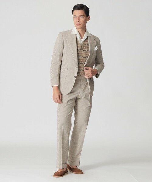 Paul Stuart / ポール・スチュアート その他パンツ | 【数量限定】「COLLECTION LINE」シアサッカー２インプリーツ ストレートシルエット サイドアジャストパンツ | 詳細1