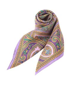 Paul Stuart / ポール・スチュアート マフラー・ショール・スヌード・ストール | ペイズリー柄プリント　スクエアシルクスカーフ（英国製）