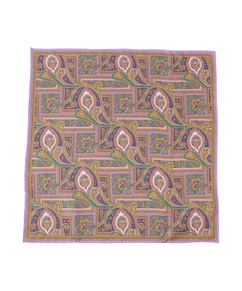 Paul Stuart / ポール・スチュアート マフラー・ショール・スヌード・ストール | ペイズリー柄プリント　スクエアシルクスカーフ（英国製） | 詳細1