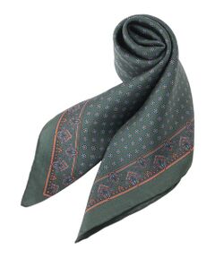 Paul Stuart / ポール・スチュアート マフラー・ショール・スヌード・ストール | 小紋柄プリント　スクエアシルクスカーフ（英国製）