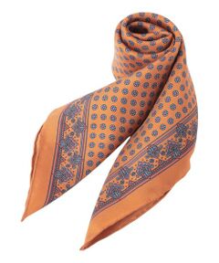 Paul Stuart / ポール・スチュアート マフラー・ショール・スヌード・ストール | 小紋柄プリント　スクエアシルクスカーフ（英国製）