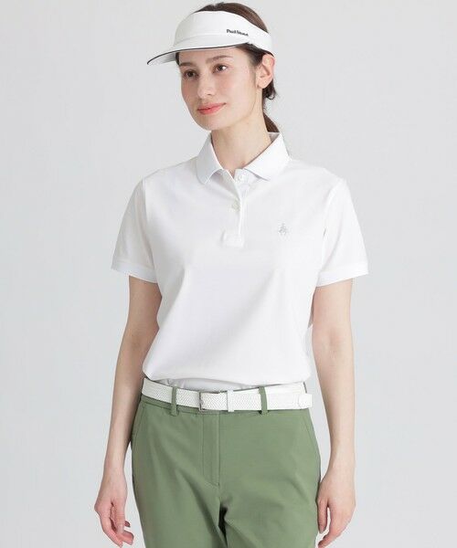 Paul Stuart/ポール・スチュアート 【GOLF】襟裏ロゴジャカードカラーポロシャツ ホワイト M Paul Stuart/ポール・スチュアート 【GOLF】襟裏ロゴジャカードカラーポロシャツ ホワイト M