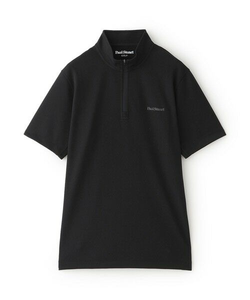 Paul Stuart/ポール・スチュアート 【吸水速乾/UVカット】メッシュハーフジップ半袖Tシャツ(GOLF) ブラック LL Paul Stuart/ポール・スチュアート 【吸水速乾/UVカット】メッシュハーフジップ半袖Tシャツ(GOLF) ブラック LL