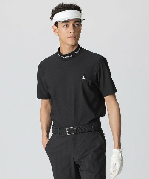 Paul Stuart/ポール・スチュアート 【吸水速乾/UVカット】半袖モックネックTシャツ(GOLF) ブラック LL Paul Stuart/ポール・スチュアート 【吸水速乾/UVカット】半袖モックネックTシャツ(GOLF) ブラック LL